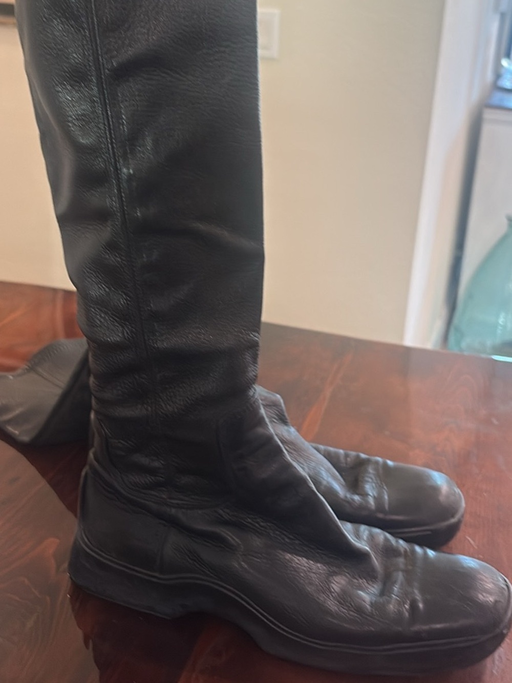 Ralph Lauren Black Leather Over-the-Knee Boots